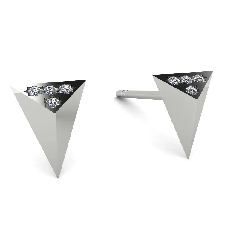 Silver Stud Earrings With Gemstones-Triangle Diamond Earrings - Livia No. 3