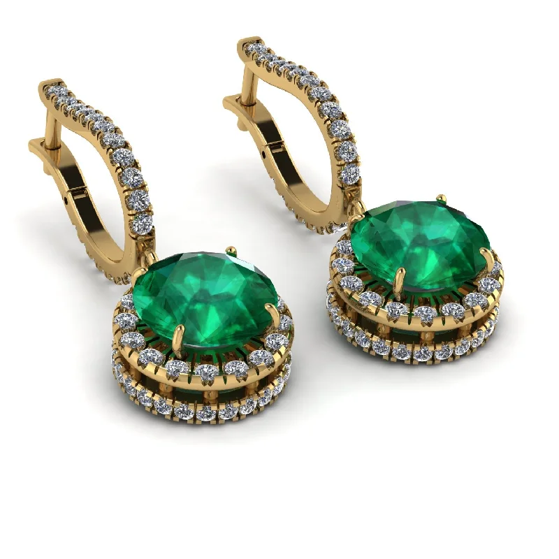 Elegant Gold Earrings For Gifts-Hidden Halo Emerald Hoop Earrings - Catalina No. 4