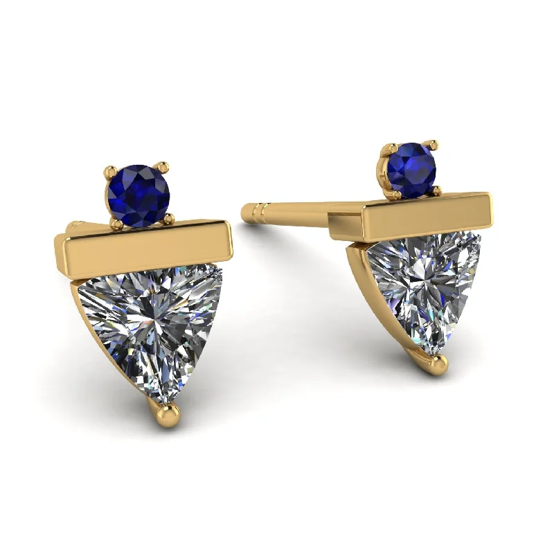 Luxury Diamond Earrings For Proposal-Triangle Diamond Earrings With Round Stone - Estella No. 61