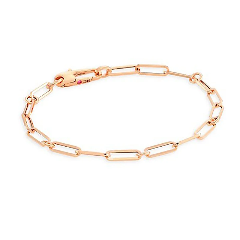 Engraved Name Bracelets-18k Rose Gold Fine Paperclip Bracelet