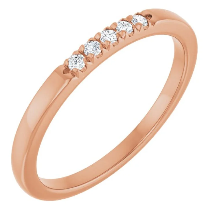 Unique Diamond Rings For Engagement Gifts-14K Rose .08 CTW Lab-Grown Diamond  French-Set Anniversary Band