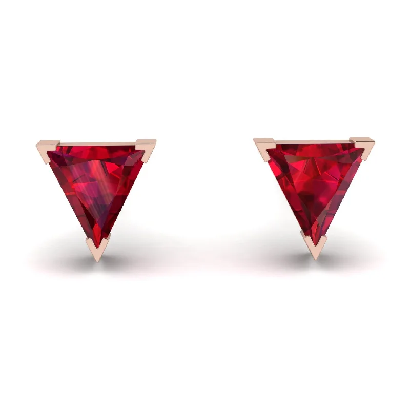 Handmade Silver Earrings For Unique Style-Triangle Cut Ruby Earrings - Clementine No. 11