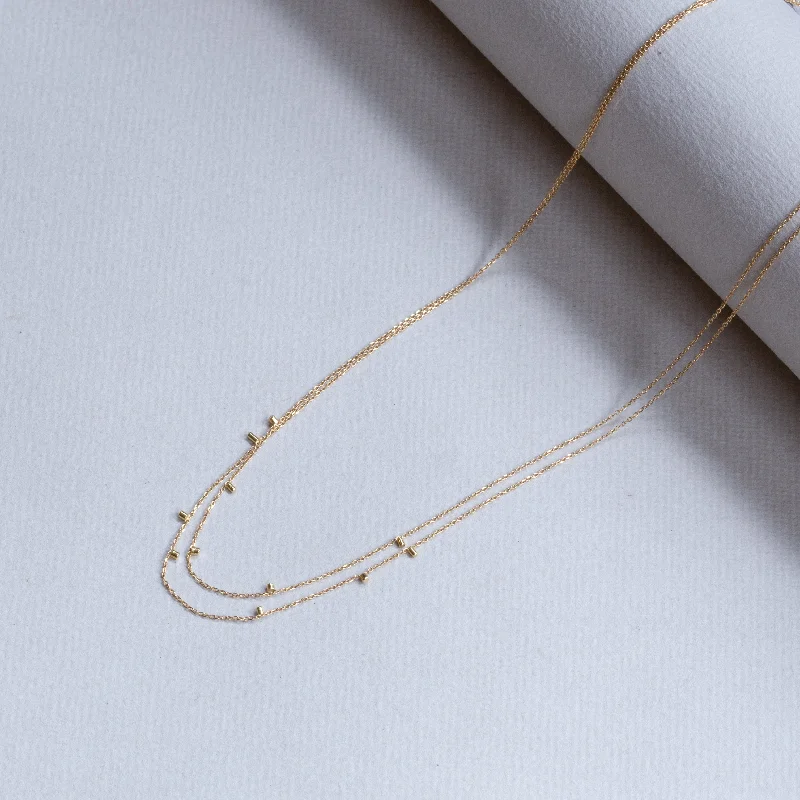 Elegant Gold Chain Necklace For Formal Wear-Gold Dust Double Strand Necklace