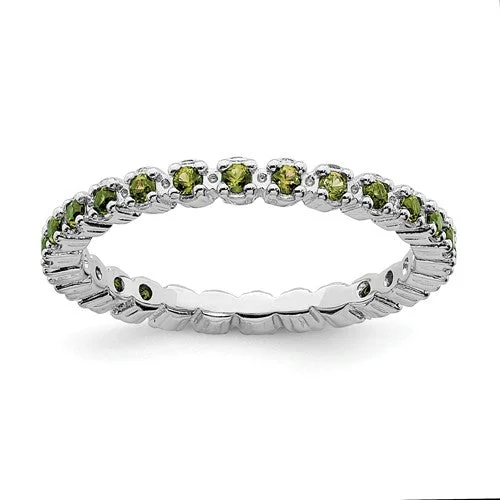 Personalized Gemstone Engagement Rings For Brides-Sterling Silver Stackable Expressions Peridot Eternity Ring