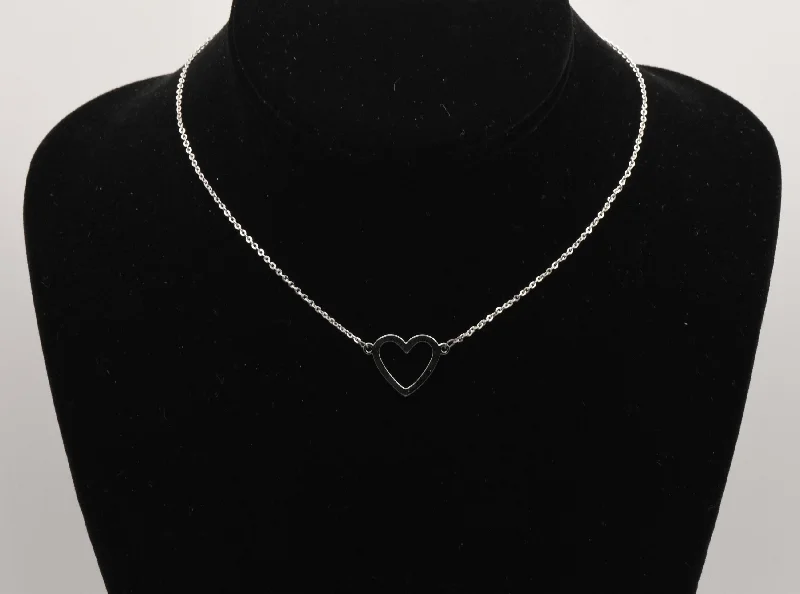 Custom Heart-Shaped Pendant Necklace For Romance-Sterling Silver Heart Pendant Chain Necklace - 14.5"