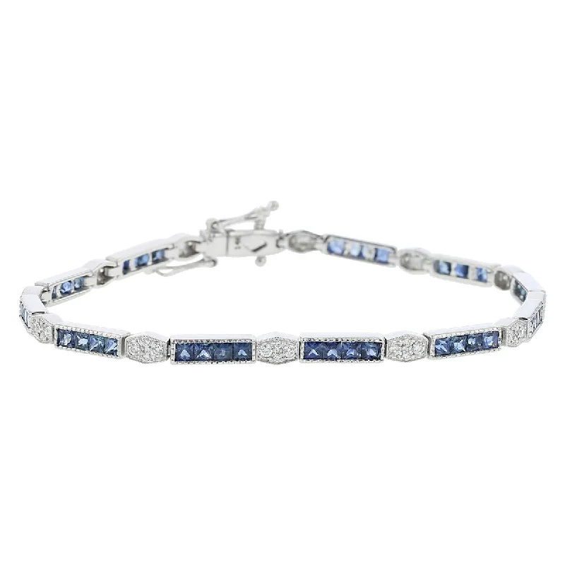 Men’s Minimalist Bracelets-14K Princess-Cut Sapphire and Diamond Bracelet