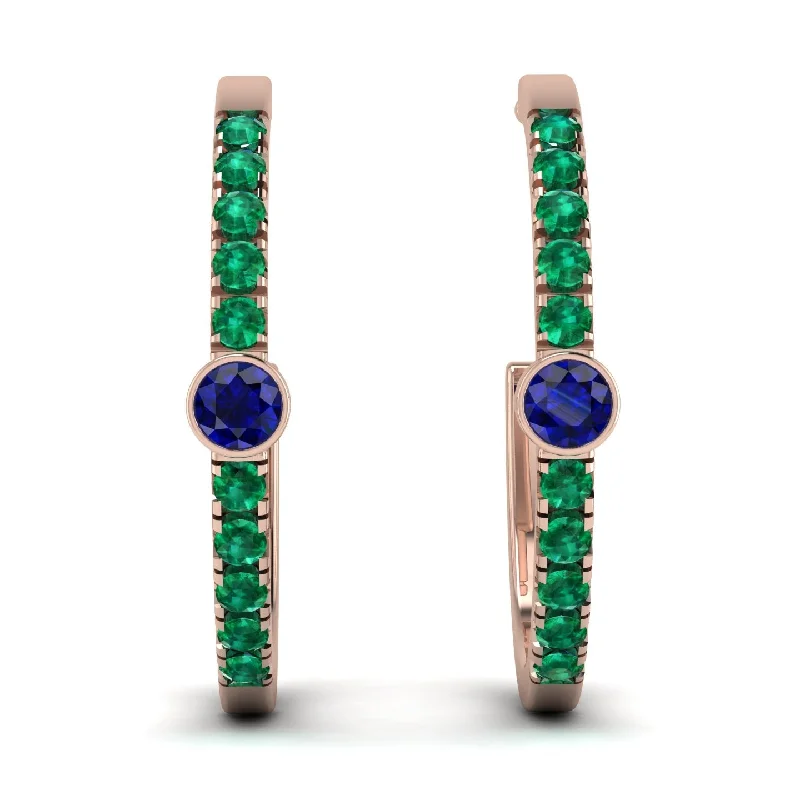 Modern Earrings For Casual Outfits-Hoop Sapphire Earrings Micro Pave - Ansley No. 29