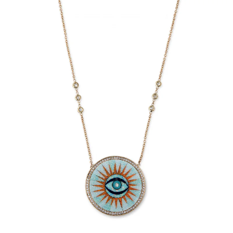 Personalized Charm Necklace For Jewelry Lovers-OPAL INLAY EYE BURST NECKLACE