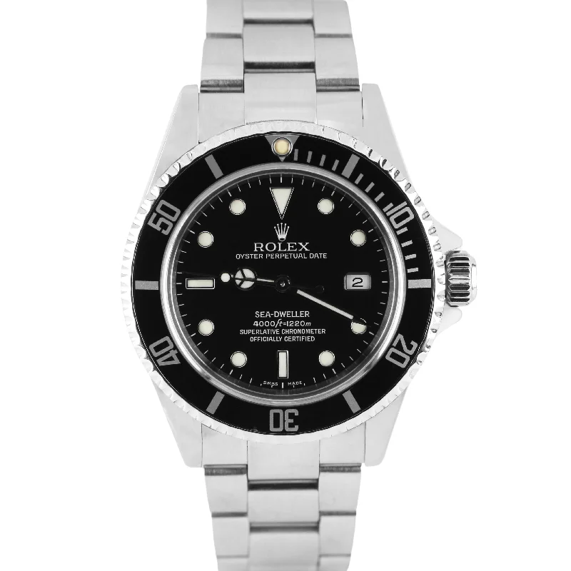 Smart Watches With Fitness Features-Rolex Sea-Dweller PAPERS Stainless Steel Black 40mm Automatic 16600 Watch BOX